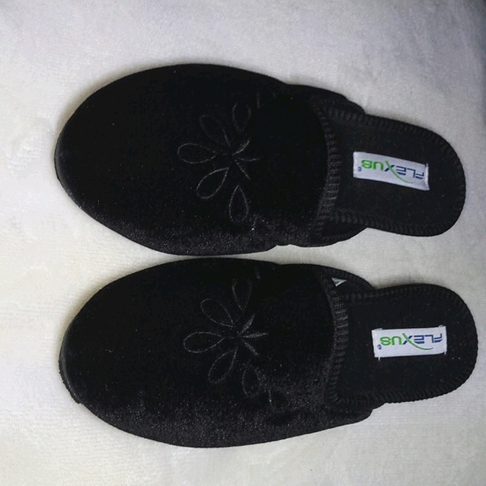 Black Velvet Slippers